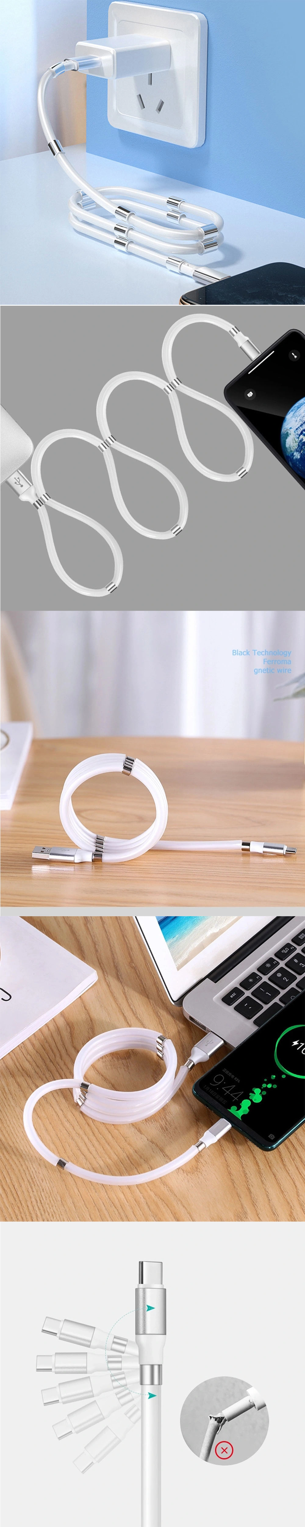 Rt-Mc26 Portable Easy-Coil Magnet Phone Magnetic Charging USB Data Cable