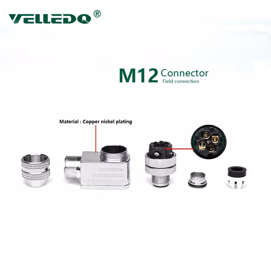 Connecteur de capteur M12 4 broches mâle à angle droit avec blindage