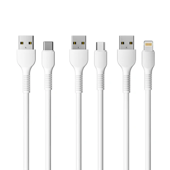 1m 2m 3m 2.4A 3A PVC / TPE Micro USB Type C Lightning Câble USB Vente en gros Accessoires de téléphone portable Câble de données Câble de chargeur USB pour téléphones Huawei Xiaomi Samsung